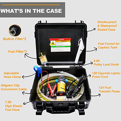 12V Fuel Transfer Pump 85GPH Electric Gasoline Transfer Pump Set - color: 85Gal/hr