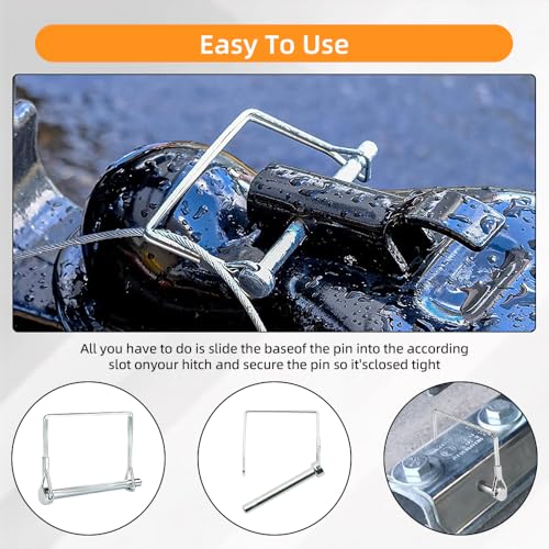 15Pcs Silver Wire Lock Pin Set, 5/16”x 2-1/2” Heavy Duty Square Trailer Coupler Pin, Zinc Plated Carbon Steel Safety Locking Pin for Trailer, Truck, Tractor, and Towing Hitches - size: 5/16“ x 2-1/2”