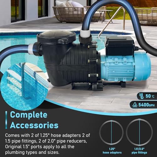 Variable 3-Speed Pool Pump 230V 1.5HP 5880GPH Programmable Pump - color: Blue