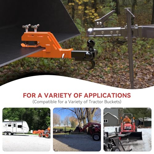 Tractor Bucket Hitch Clamp on Trailer Hitch 2” Receiver, Non-Slip, Orange - color: Orange