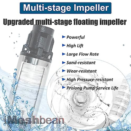 iMeshbean® 1HP 110V Submersible Well Pump, 4" Deep Well Pump with Control Box and 50FT Power Cord, Heavy Duty Submersible Water Pump for Residential, Irrigation and Industrial water supply - size: 1HP-115V + Control Box