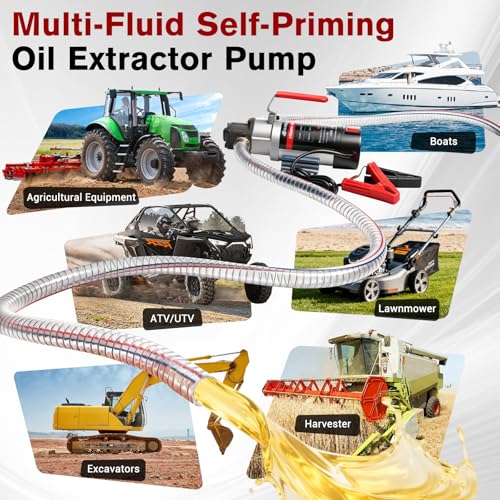 3.2GPM Oil Extractor Pump, DC 24V 100W Portable Electric Gear Oil Pump