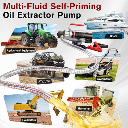 3.2GPM Oil Extractor Pump, DC 24V 100W Portable Electric Gear Oil Pump