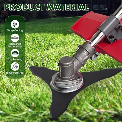 10" x 3 Teeth Carbon Steel Brush Cutter Blades 、3mm Thick Weed Eater Blade - size: 10" 3-Teeth (2-Pack)