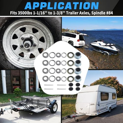 4Sets Trailer Hub L44649 L68149 Bearings Kit for 3500 lb #84 Axle