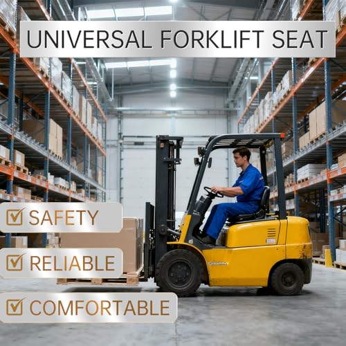 Universal Forklift & Tractor Seat with Adjustable Backrest Angle, Sliding Rail, Heavy-Duty Replacement Seat for Tractor, Excavator, Skid Steer, Backhoe, Dozer, Telehandler