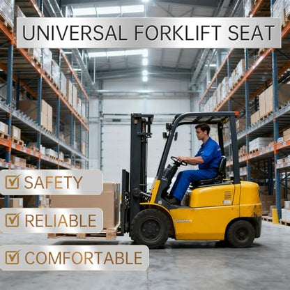 Universal Forklift & Tractor Seat with Adjustable Backrest Angle, Sliding Rail, Heavy-Duty Replacement Seat for Tractor, Excavator, Skid Steer, Backhoe, Dozer, Telehandler