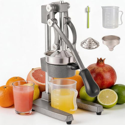 Cast Iron Manual Hand Press Juicer for Citrus & Pomegranate,Grey - color: Grey