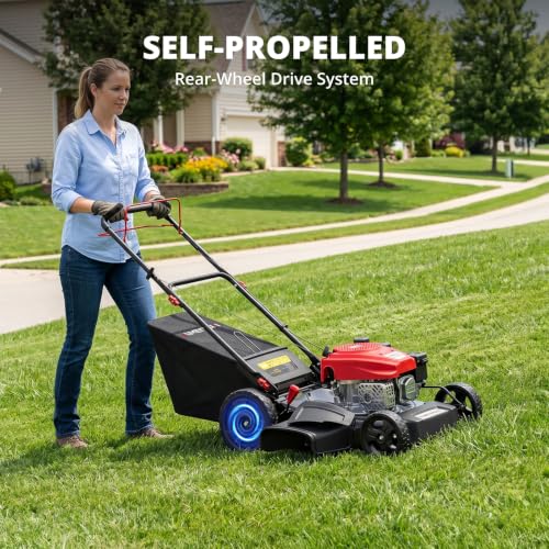 AMERISUN 21-Inch Gas Lawn Mower Self Propelled with 170cc OHV Engine - size: 21