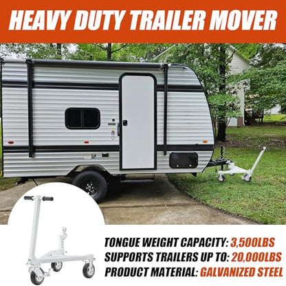Trailer Dolly, Heavy Duty Trailer Mover with 2 Inch Hitch Ball (White) - color: White