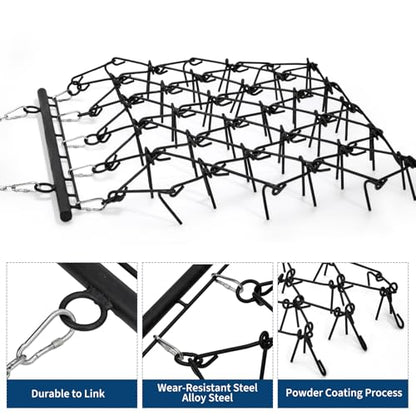 Heavy Duty Drag Harrow 5 ft x 4.5 ft,1/2" Tines & Chain Link Mat - size: 5' x 4.5', 1/2" Dia