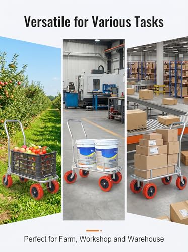 4-Wheel Foldable Garden Harvest Cart for Farm Orchard Greenhouse Use