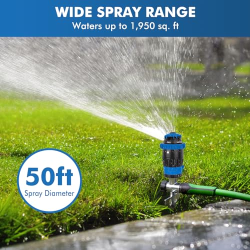 RESTMO Gear Drive Sprinkler with Metal T-Spike Base,Blue - color: Blue, size: 1 Pack