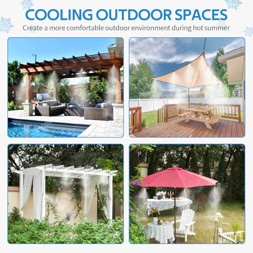 HOMENOTE Misting Cooling System, 42FT(13M) Pre-Assembled Mister Kit - size: 42FT / 13M