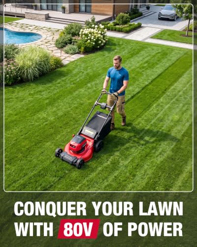 PowerSmart 80V 21-Inch Brushless Cordless Push Lawn Mower Steel Deck