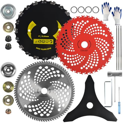 9" x36T/9 x20T/10 x80T/10 x3T Carbide Tip Weed Eater Blades with Adapter
