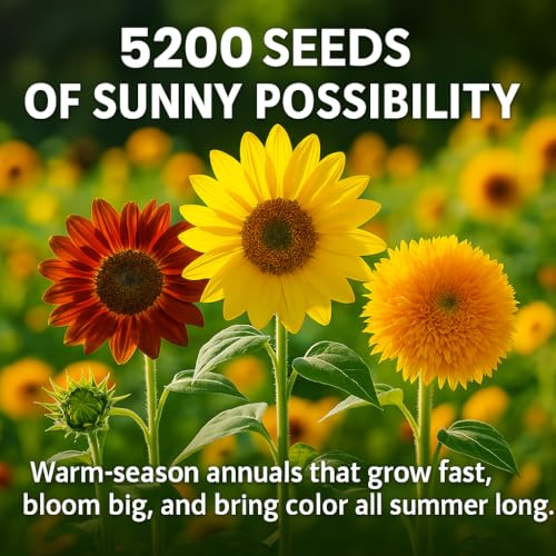NatureZ Edge 5200+ Sunflower Seeds for Planting Bulk Variety Pack, Get More Sunflower Seeds to Plant, from Dwarf Sunflowers to Giant Sunflower Seeds, Includes Mammoth Sunflower Seeds, Non-GMO - size: 8 oz- 5200 Seeds