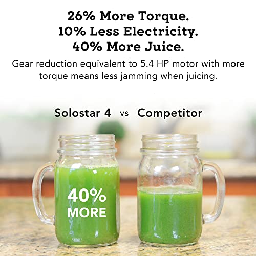 Tribest Solostar SS-4250-B Horizontal Horizontal Slow Masticating Juicer, Single Auger Cold Press Juicer & Juice Extractor, Chrome, Black