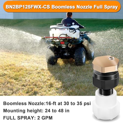 2-Pack BN2BP125FWX-CS Boomless Nozzle Full Pattern Broadcast Spray 16 Foot for Valley Industries & Master Manufacturing Use with 2.0 GPM 12V pumps
