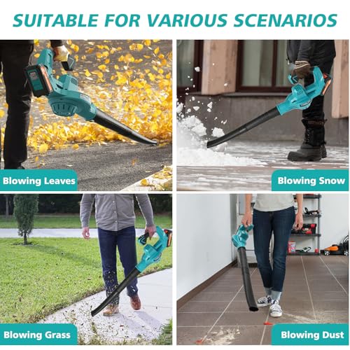 20V Leaf Blower Cordless, 480 CFM 160 MPH Battery Powered Leaf Blower - color: Blue