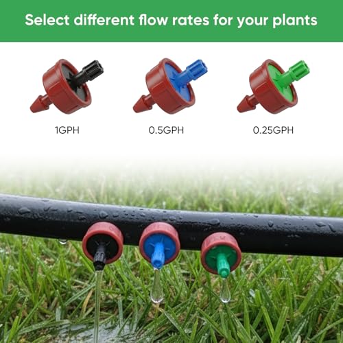 0.25 GPH Pressure Compensating Drip Emitters for 1/4" Tubing 60pcs - size: 60pcs 0.25 GPH