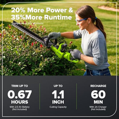 Greenworks 24V 24 in Cordless Hedge Trimmer, Rotating Handle, Tool Only - size: 24 in, style: Tool Only