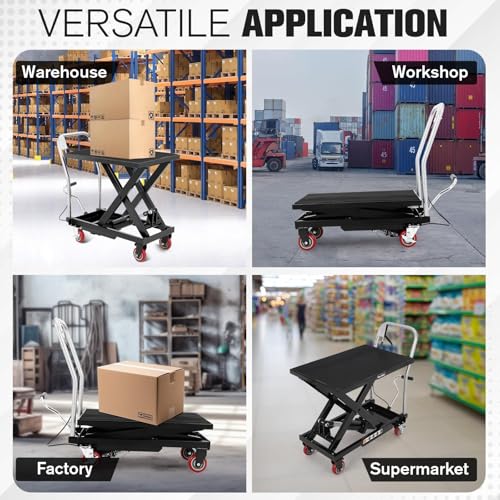 Hydraulic Lift Table Cart, 330lbs Capacity 28.5 in Lifting Height - color: Black