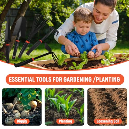 5 Pcs Set Weed Puller Tool,Hand Weeder Tool,Includes Rake, Shovel, Hand Hoe, Double-Sided Cultivator & Weed Puller Tool for Digging - color: Style 1