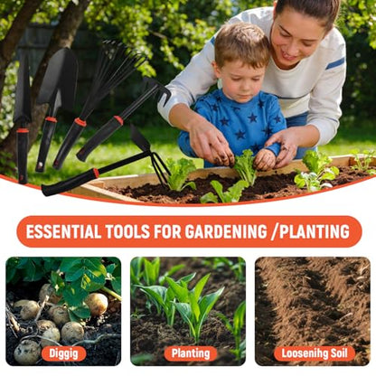 5 Pcs Set Weed Puller Tool,Hand Weeder Tool,Includes Rake, Shovel, Hand Hoe, Double-Sided Cultivator & Weed Puller Tool for Digging - color: Style 1