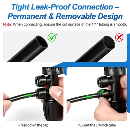 6 Pack 1/2" To 1/4" Drip Irrigation Fittings, 1/2 Inch (1/2" ID x 0.6-0.65" OD) Drip Line to 1/4 Inch Irrigation Tubing Adapter Anti-Drop Quick Connect Reducer 4 Way Tee Connectors - size: 1/2" to 1/4" (4 Way) Reducer-6P
