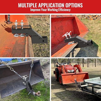 2026 Upgraded Clamp on Trailer Hitch for Tractor Bucket - color: Black