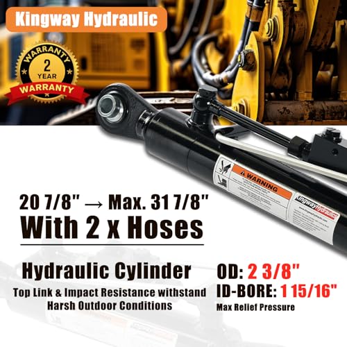 KINGWAY Hydraulic Top Link Cylinder Cat 1-1, 20 7/8"-31 7/8" - size: 20 7/8” - 31 7/8”