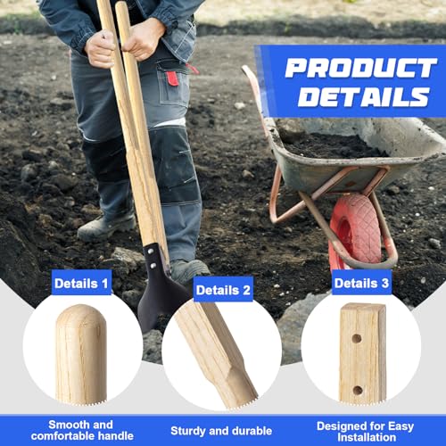 Zonon 2 Pcs 48 Inch Square Eye Post Hole Digger Handle Wood Post Hole Digger Shovel Replacement Handle