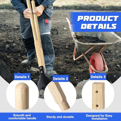 Zonon 2 Pcs 48 Inch Square Eye Post Hole Digger Handle Wood Post Hole Digger Shovel Replacement Handle