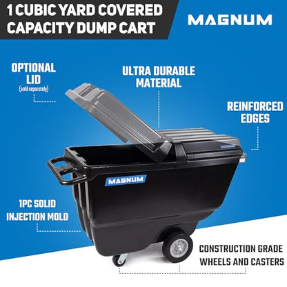 Tilt Truck, 1 Cu. Yd. Covered Capacity Dump Cart with Heavy Duty 12” Wheels & 5” Casters for Jobsites, 800 lbs, Trash Cart with Wheels DUC100-12-02PK (2-Pack) - size: Heavy-Duty Wheels, style: No Frame