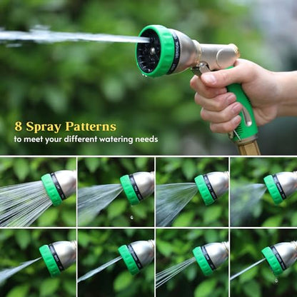HOSUN 100% Metal Garden Hose Nozzle Sprayer with Ergonomic Handle, Green - color: Green