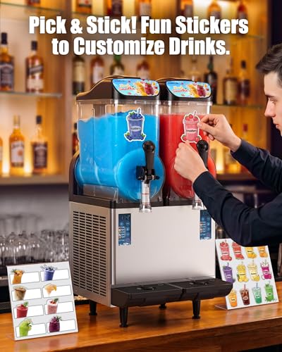GSEICE 9.5 Gal Commercial Slushie Machine, 18L Dual Tank - color: Black-Handle, size: 9.5Gal-2Tank