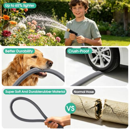 Garden Hose 50 FT, Non-Expanding Water Hose, Kink-Free, Burst-Resistant