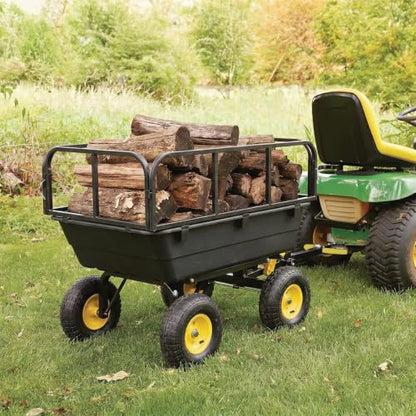 BorealBear Heavy-Duty Garden Dump Cart with Removable Side Rails, 4-Wheel