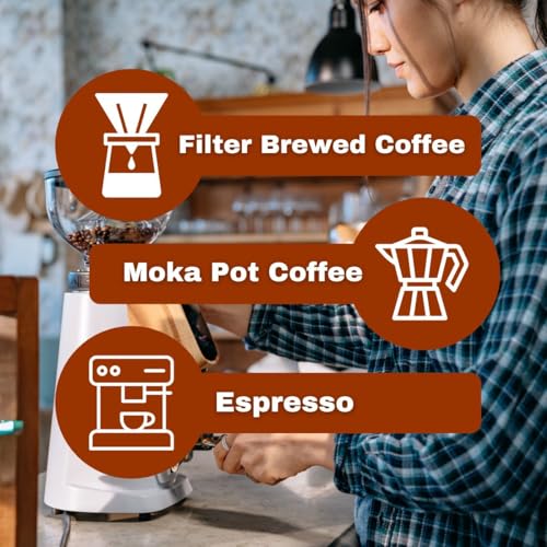 AllGround Sense All Purpose Home Coffee Grinder - Residential Grinder - Made in Italy - By Fiorenzato (White) - color: White