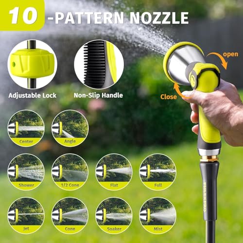 110 FT 1/2" Retractable Garden Hose Reel, Wall Mount - color: Green, size: 110FT-1/2"