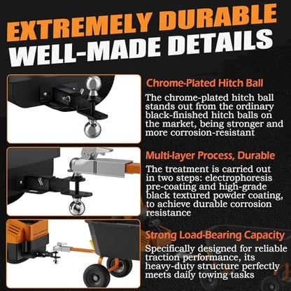 Upgraded 4-in-1 ATV/UTV Trailer Hitch with 1-1/4-Inch Receiver Tube, Multi-Purpose Tow Adapter, 1-7/8-Inch & 2-Inch Dual Ball Mount, MAX 6,000 LB GTW, Matte Black - size: 1-1/4-Inch Trailer Hitch