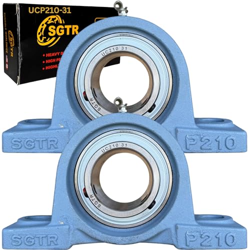 (2 Pack) Heavy Duty UCP210-31 Pillow Block Bearing, 1-15/16 inch Bore, Self-Aligning, Industrial Grade, AISI 52100 Chrome Steel Bearing Units, Solid Cast Iron Unit - size: UCP210-31