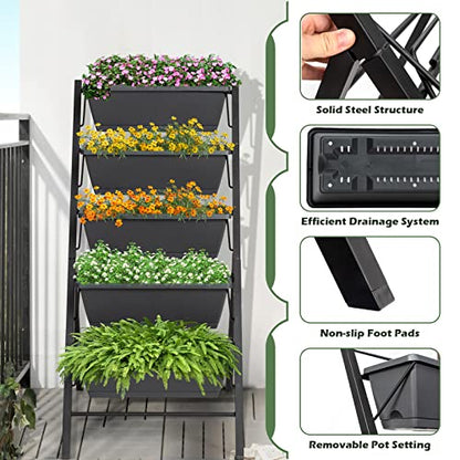 COSTWAY Vertical Raised Garden Bed, 5 Tier Planter Box with Drainage Holes