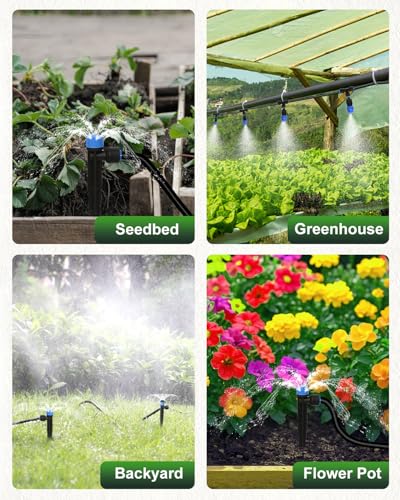 230FT Drip Irrigation System with 1/2" 1/4" Irrigation Tubing and Emitters - size: 232 FT