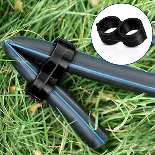 Maitys 32 Pcs Drip Irrigation Fittings Kit for Tubing 8 Tees 8 Elbows 8 Couplings and 8 End Cap Plugs, Irrigation Barbed Connectors for Drip Sprinkler Systems Flower Pot Garden Lawn(3/4 Inch)