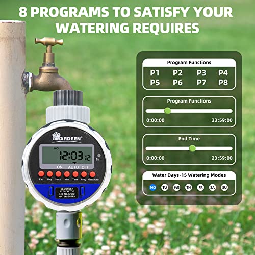 Water Timer Garden Irrigation Controller with 8 Programs for Lawn - style: 1 Outlet Electronic Timer