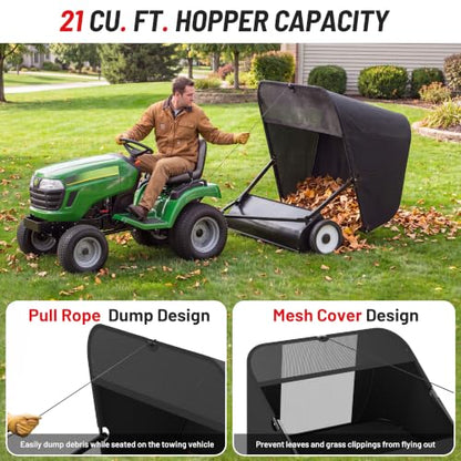 Suchtale 42 Inch Tow Behind Lawn Sweeper with 20 Cu Ft Hopper - size: 42''