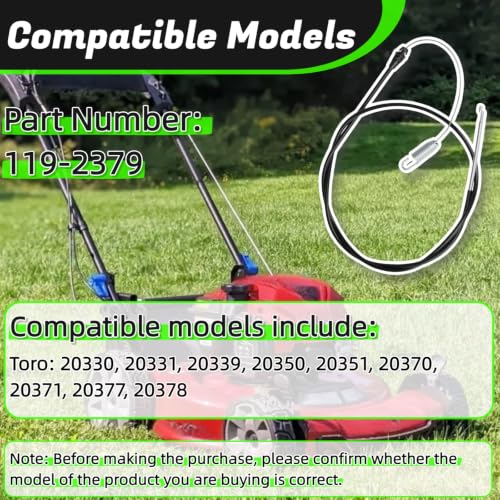 119-2379 Traction Control Cable for Toro 22'' Recycler Lawn Mowers - size: 119-2379