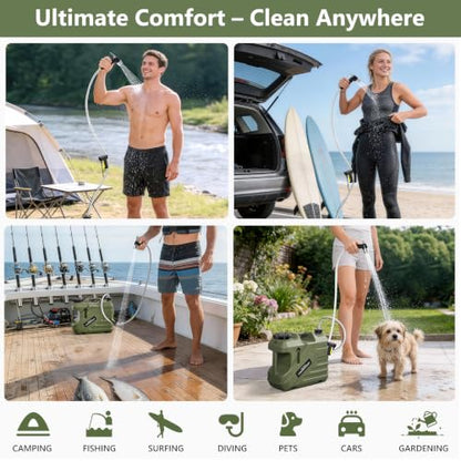 SPACEREST Portable Camping Shower with 5-Gallon Water Jug, 2 Batteries